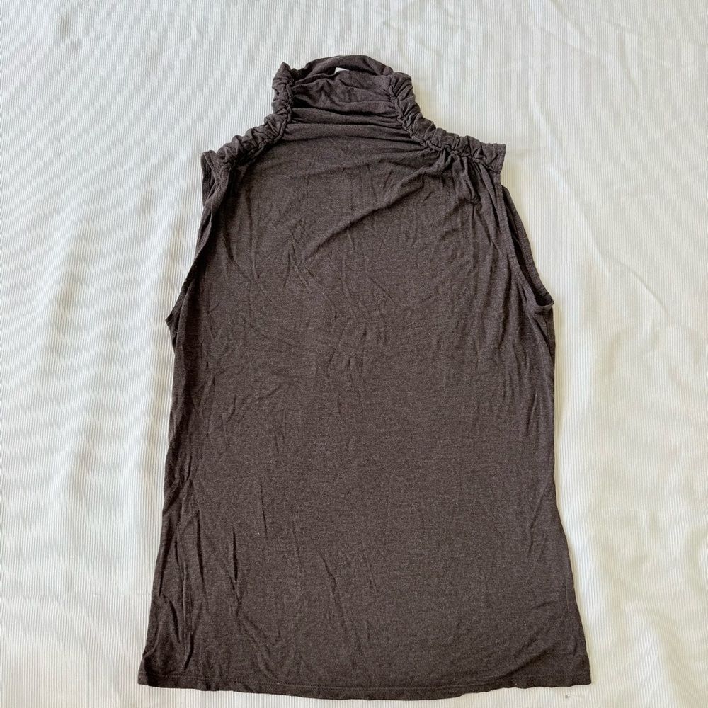 Max Studio Womens Top High Neck Brown Casual Sleeveless Stretchy Small S